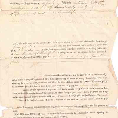 Land Contract between Walter Johnston and Samuel Whipple