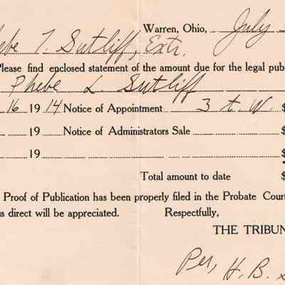 Warren Tribune to Phebe T. Sutliff
