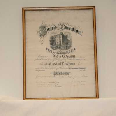 Lydia Sutliff Diploma, 1880