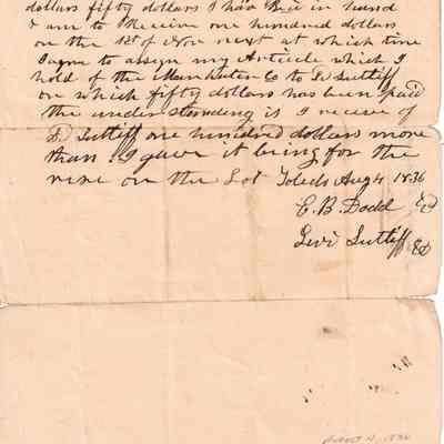 Levi Sutliff Receipt to E. B. Dodd