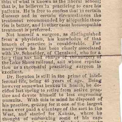 Dr. S. A. Boynton Newspaper Article