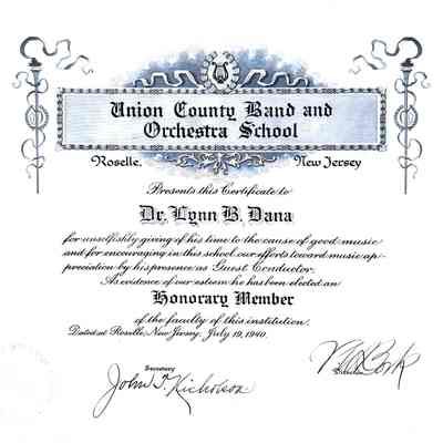 Dr. Lynn B. Dana Member Certificate