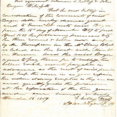 Agreement between Levi Sutliff and John Bayer