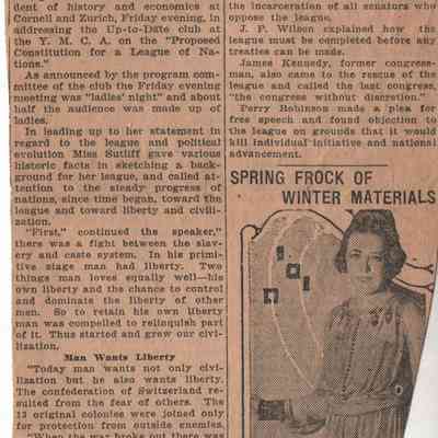 Miss Sutliff Makes Plea for Liberty of Mankind