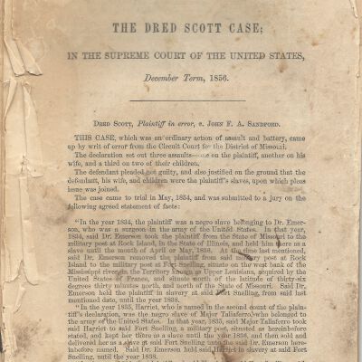 The Dred Scott Case; In the Supreme Court of the United States