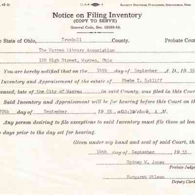 P.T. Sutliff Inventory Notice