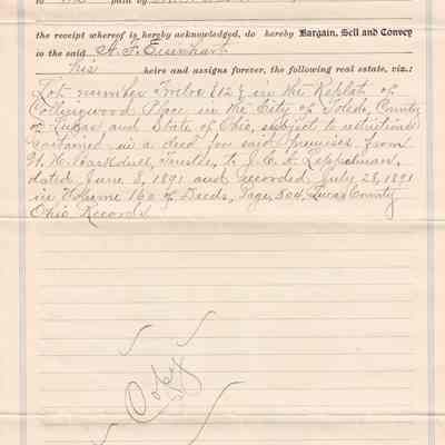 Lydia S. Brainard Property Deed