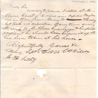 C.H. Wilcox to Flavel Sutliff