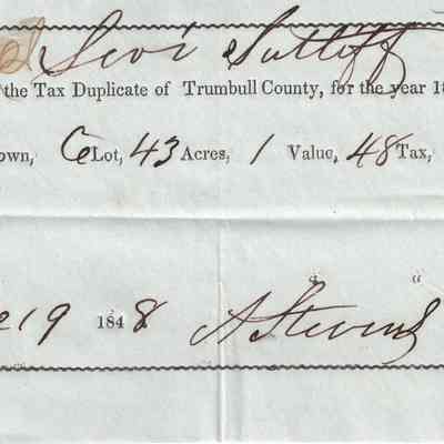 Levi Sutliff Taxes 1848