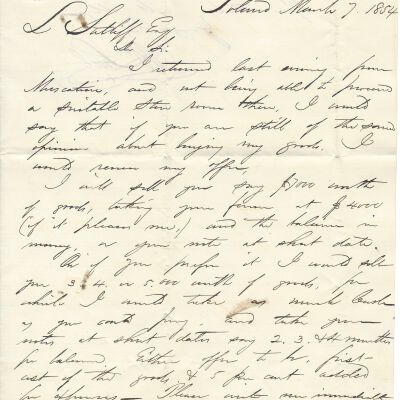 Letter to Levi Sutliff