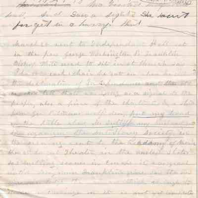 Phebe Lord Marvin Sutliff Trip to Philadelphia