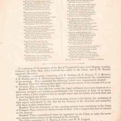 Lines-Death of Calvin G. Sutliff