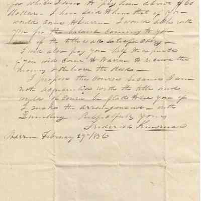 Frederick Kinsman to A.C. Sutliff