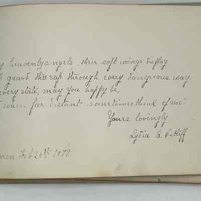Lydia Sutliff's note left to Gertie on February 20, 1879.