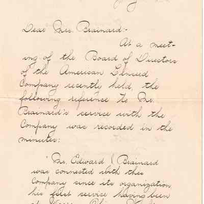 Letter to Mrs. Edward J. Brainard