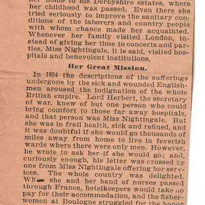 Florence Nightingale Newspaper Article