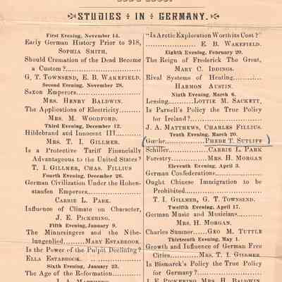 The Warren Literary Club Programme, Studies in Germany