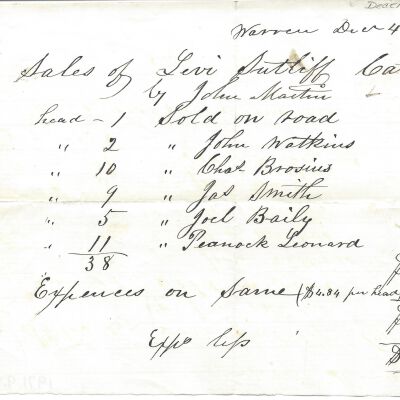 Bill of Selling 38 Head of Cattle