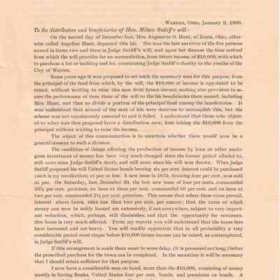 Regarding Milton Sutliff's Will
