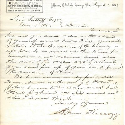 Abram Kellogg to Levi Sutliff