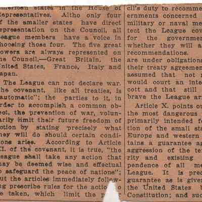 League of Nations Clipping