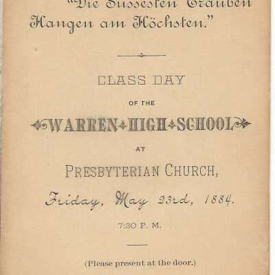 1884 Warren High School Class Day Program