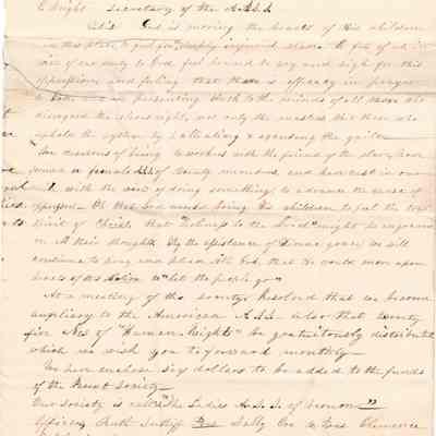 Mary Plumb Sutliff to E. Wright