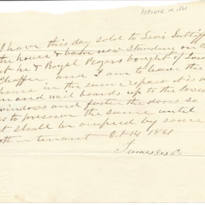Agreement between Levi Sutliff and James Leslie