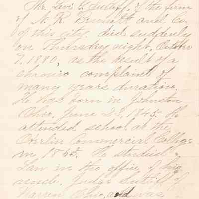 Levi G. Sutliff Obituary Rough Draft