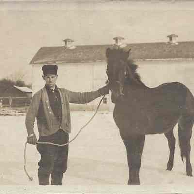 Ezra D. Marvin with Horse