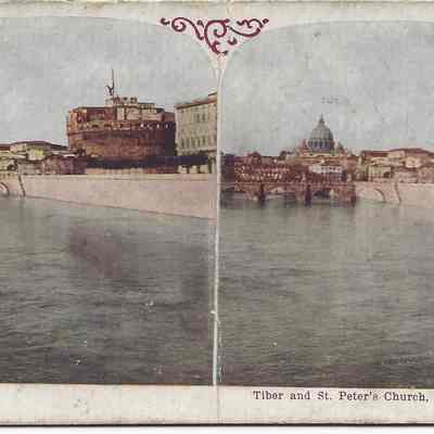 Stereograph Card: Tiber and St. Peter's Church, Romes, Italy.