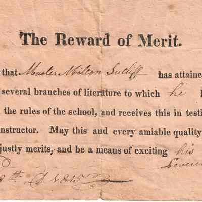 Milton Sutliff Reward of Merit