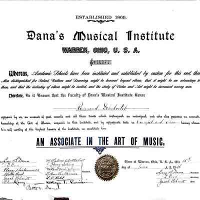 Raymond Dehnbostel Dana's Musical Institute Diploma