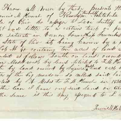 Francis M Plumb Deed to Levi Sutliff