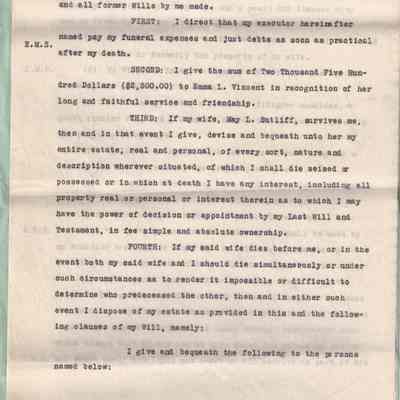 Edward Milton Sutliff Will and Testament