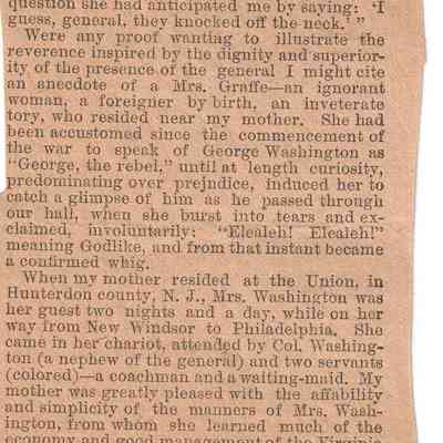 Gen. and Mrs. Washington Newspaper Article