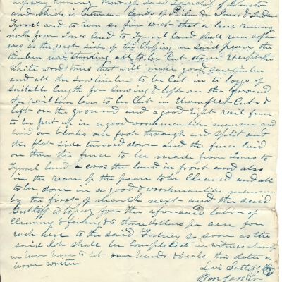 Agreement between Levi Sutliff and Benjamin Fortney