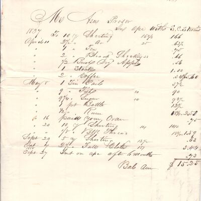 SC Stevens Bill Goods Sold to Asa Proser