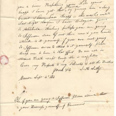 S. H. Sutliff to Levi Sutliff