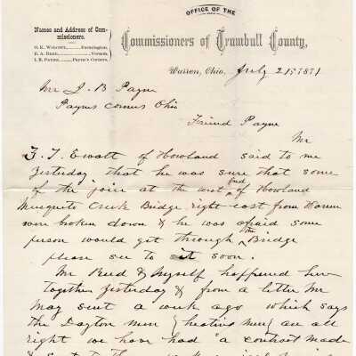 I. B. Payne Letter 1871