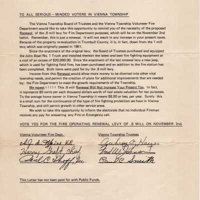Fire Department Letter