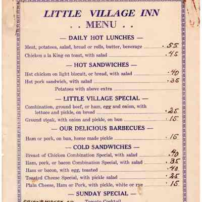 Little Village Inn Menu