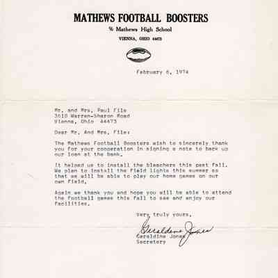 Football Boosters Letter
