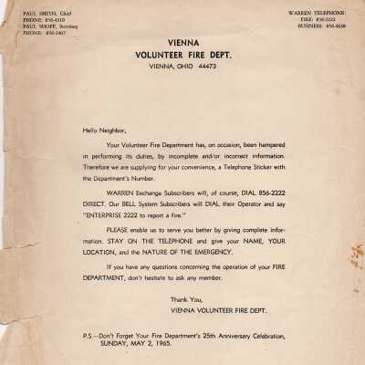 Fire Department Letter