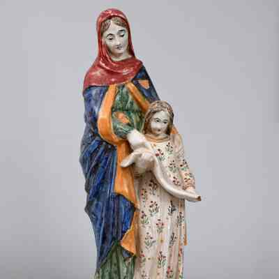 Polychromed ceramic sculpture of St. Anne