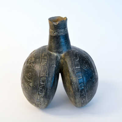 Chimú Mold Made Blackware Double Bodied Vessel