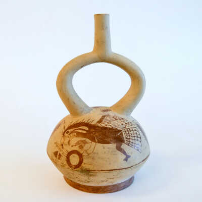Middle Mochica Molded Stirrup Vessel
