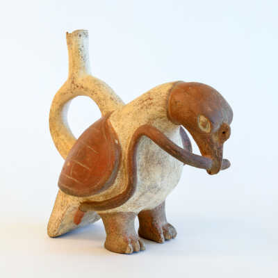 Middle Mochica Mold Made Pottery Vessel in Avian Form