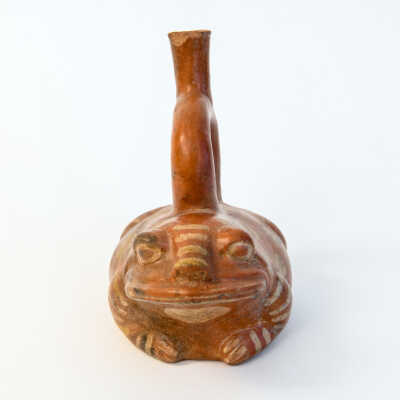 Mochica Mold Made Pottery Vessel in Toad Form.