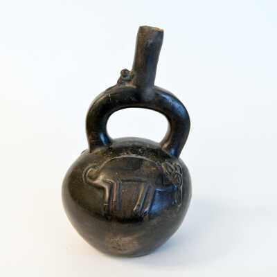 Mochica IV Molded Blackware Stirrup Vessel